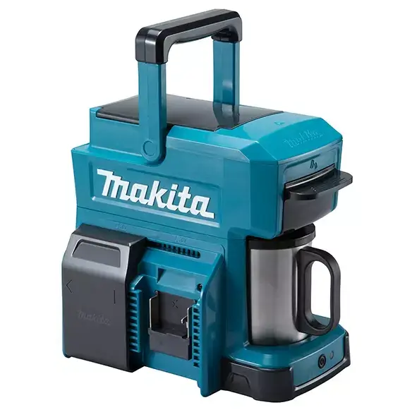 DCM501Z-MAKITA-12Vmax-18V-Cordless-Coffee-Maker Teal and black DCM501Z MAKITA 12Vmax/ 18V Cordless Coffee Maker with handle for portability