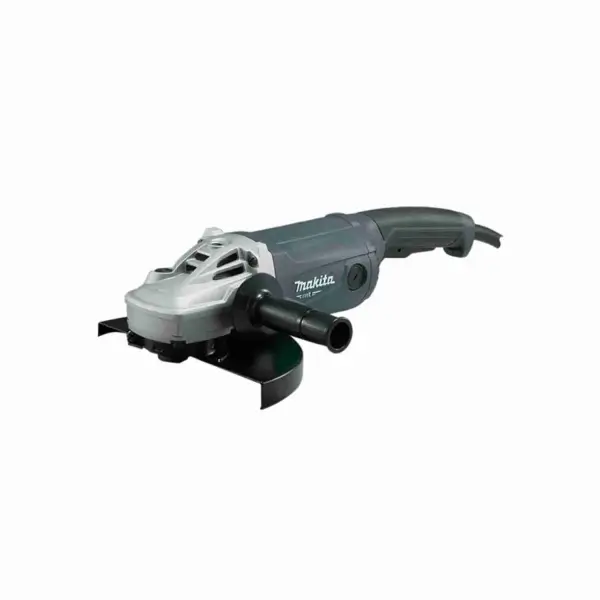 M9001G-MAKITA-230mm-_9_-Angle-Grinder M9001G MAKITA 230mm (9") Angle Grinder featuring grey motor housing, green ergonomic handle, protective guard, and electrical cord