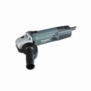 M9503G MAKITA 125mm (5") Angle Grinder with blue and black motor housing, side-mounted handle attachment, protective guard, and power cord