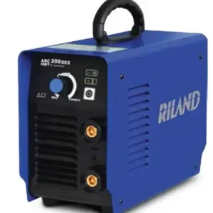Blue compact RILAND RLARC200GE/II welding machine featuring control knobs and portable design for welding