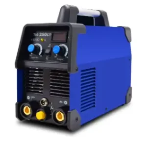 Blue portable RILAND RLTIG250CT welding machine featuring digital display and control panel for welding