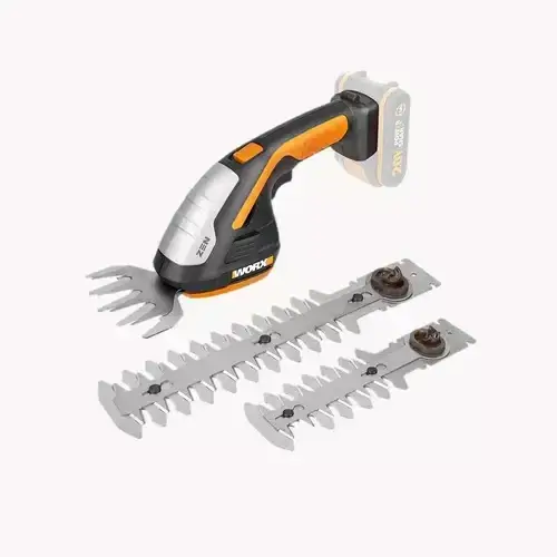 WG801E-WORX-CORDLESS-SHRUB-SHEAR-20V-3-BLADES (1) WG801E WORX cordless shrub shear 20V with 3 interchangeable blades for trimming grass, hedges and shrubs