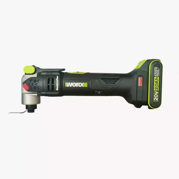WU681-WORX-WU681-WORX-UNIVERSAL-HYPERLOCK-OSCILLATING-MULTI-TOOL-SONICRAFTER-F50-450W WU681 WORX UNIVERSAL HYPERLOCK OSCILLATING MULTI TOOL SONICRAFTER F50 450W cordless power tool with battery and green accent design