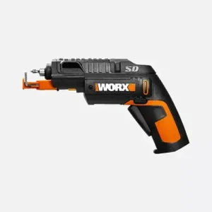 WX255 WORX 4V MULTIBIT SCREWDRIVER WITH SCREWHOLDER-SLIDEDRIVER cordless power tool with orange accents and ergonomic grips